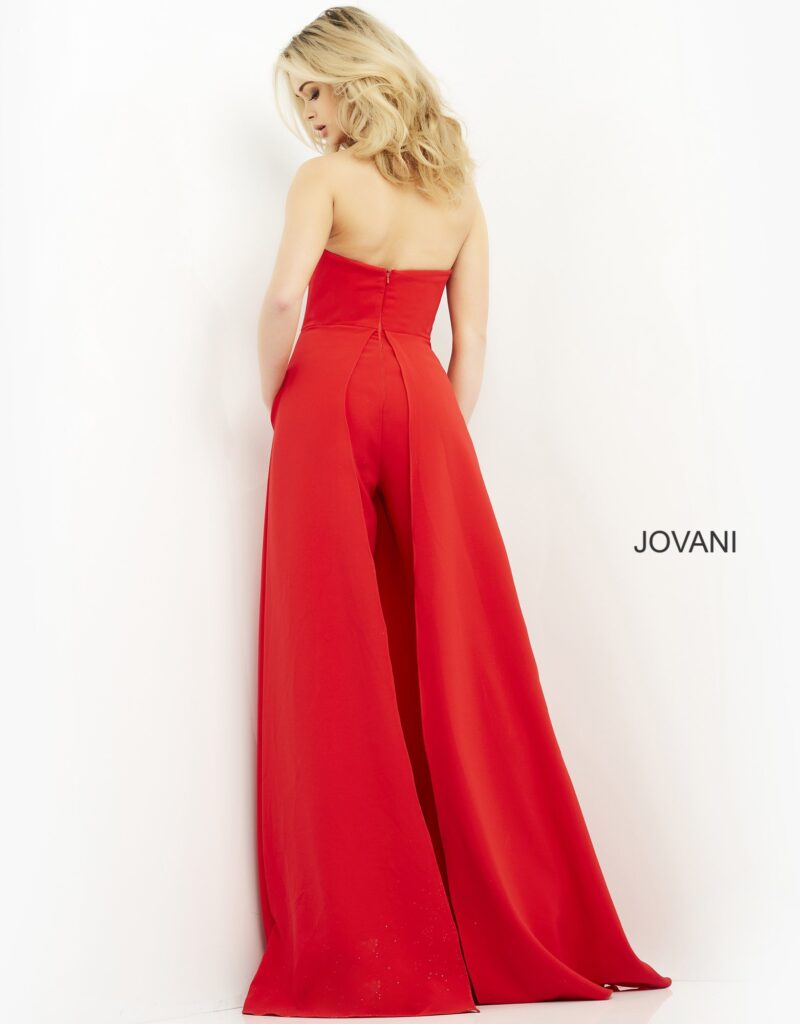 Jovani 03529 Red Strapless Ready to Wear Jumpsuit