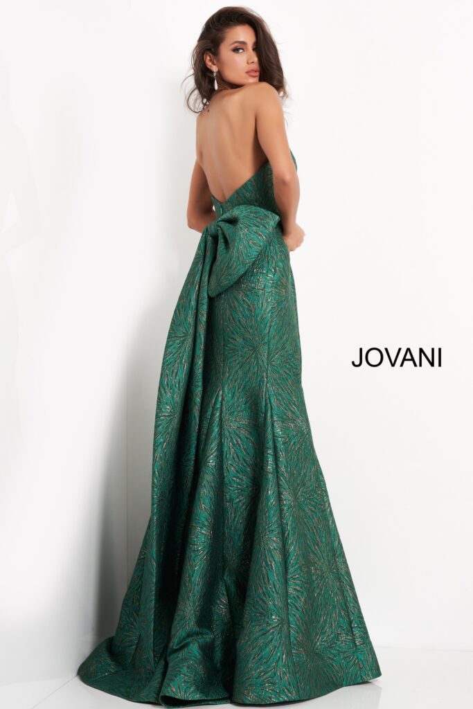 Jovani 04158 Green Strapless Mermaid Evening Gown