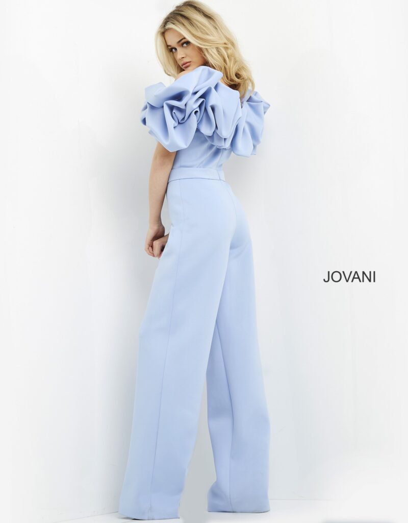 Jovani 04369 Light Blue Scuba Contemporary Jumpsuit