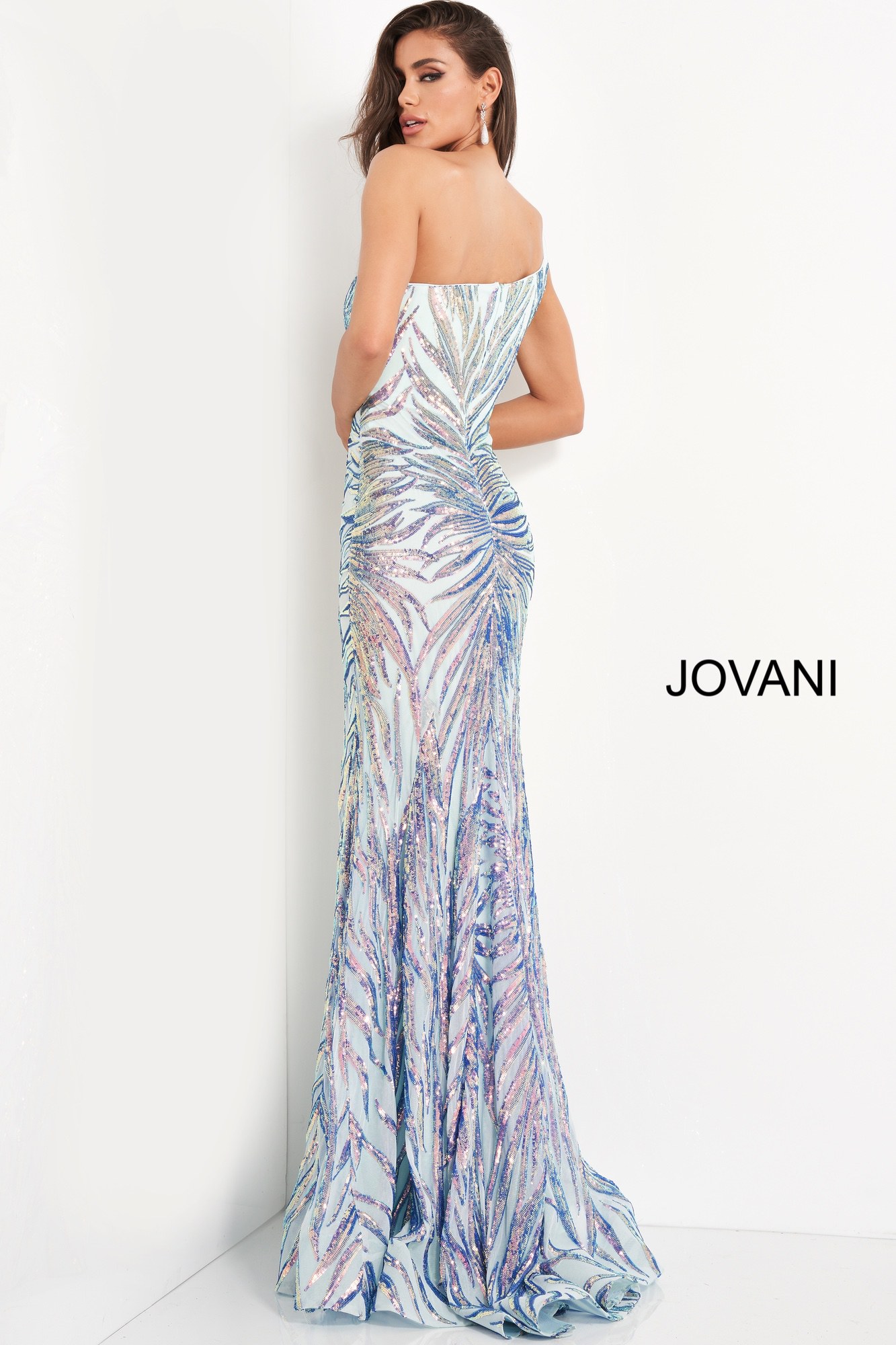 Jovani 05664 One Shoulder Sequin Sheath Gown