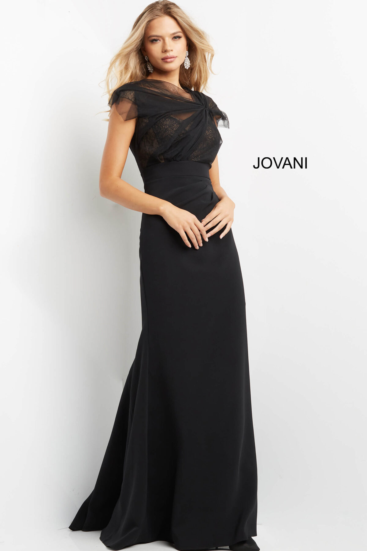 Jovani 05675 Black Ruched Bodice Empire Waist Evening Dress - Jovani