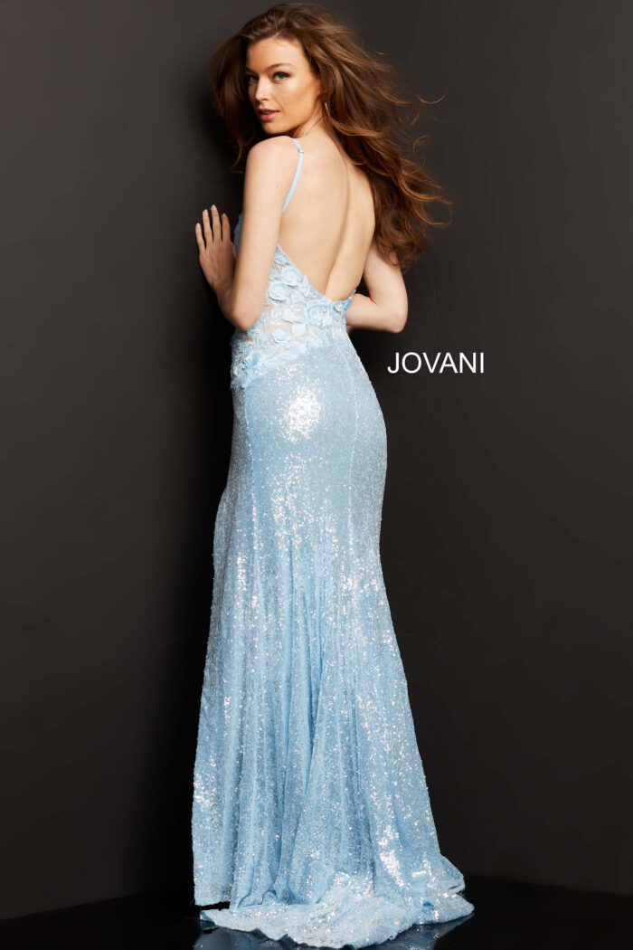 Model wearing Jovani 06426 Floral Bodice Dress