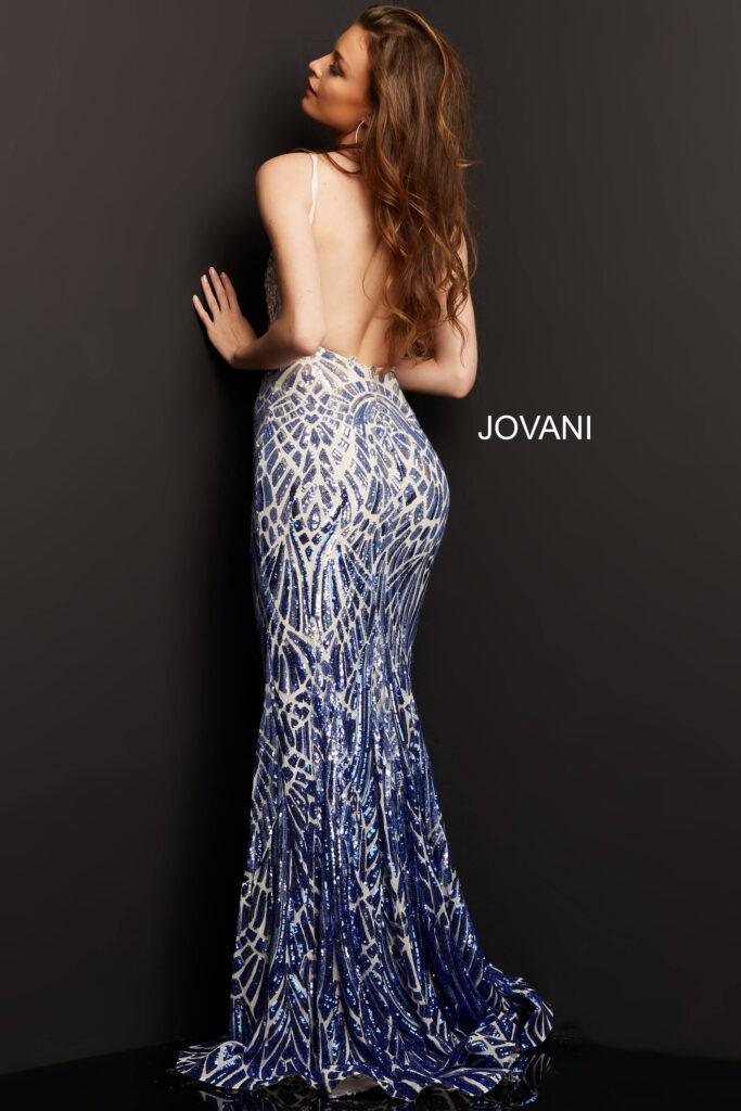 Jovani 06450 Silver Green Backless Sequin Dress - Jovani