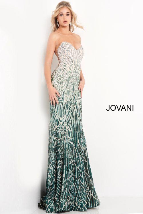 Jovani 06459 Lilac Purple Embellished Strapless Dress