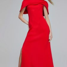 Elegant Red Evening Gown with Cape Detail 06538 Jovani