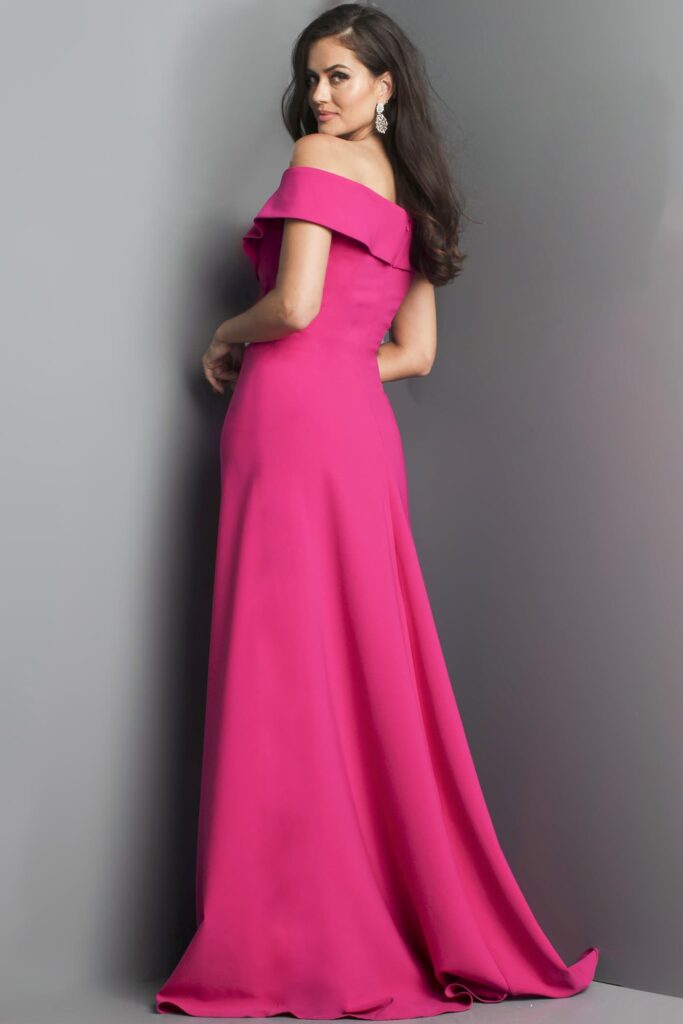 Jovani 06746 Fuchsia Off the Shoulder Gown