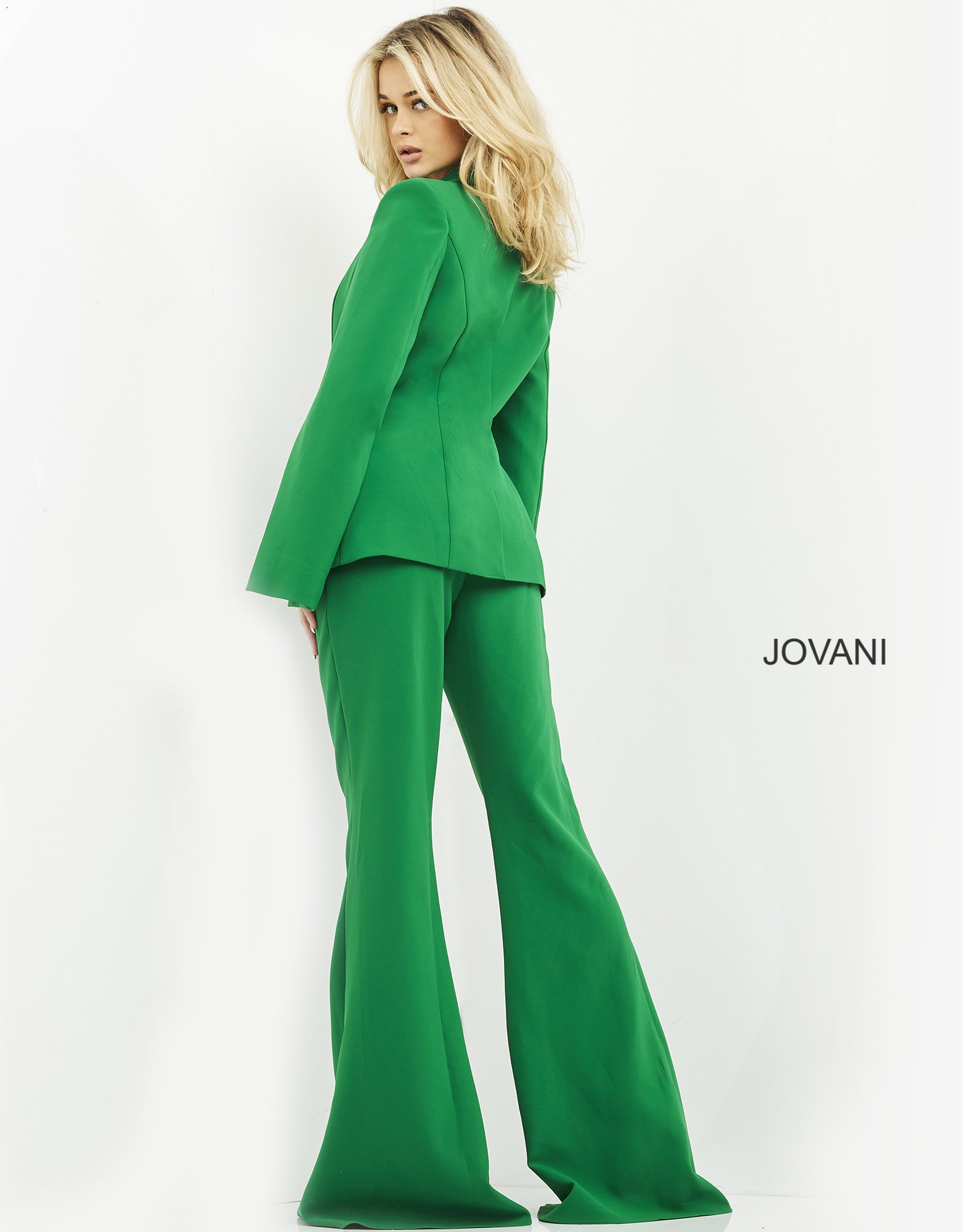 Jovani 06922 Emerald Single Breasted Contemporary Pant Suit