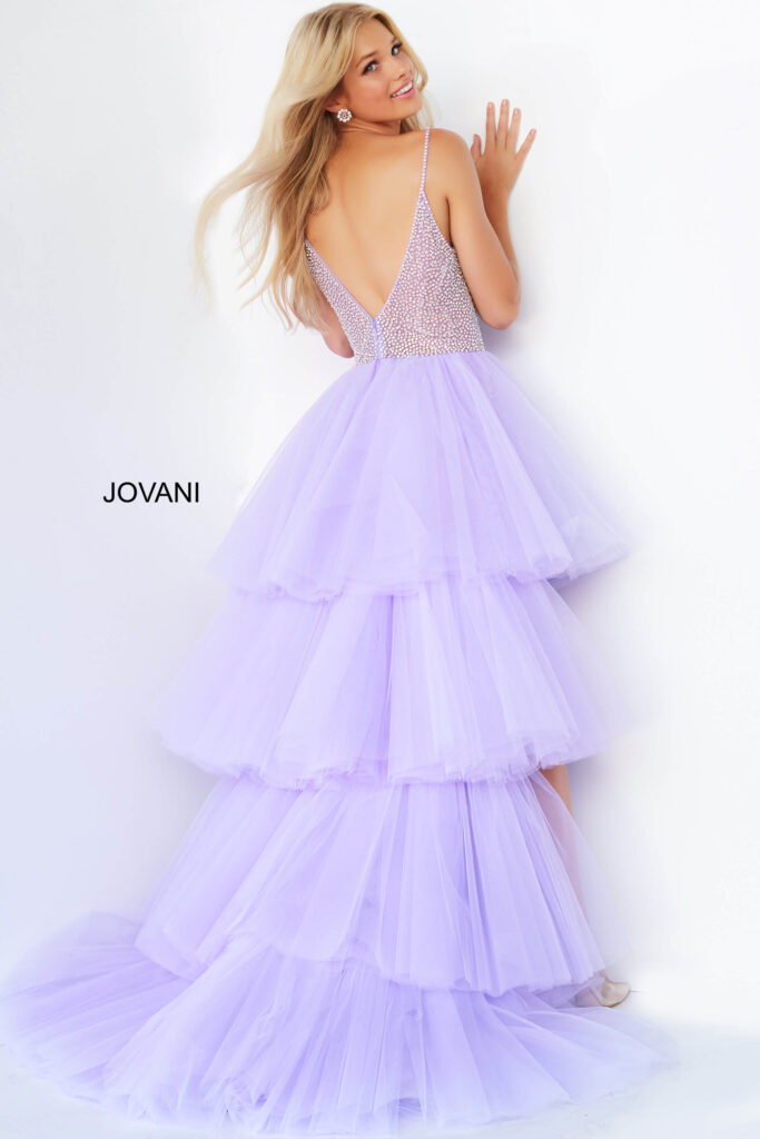 Jovani 07231 Lilac High Low Embellished Bodice Party Gown