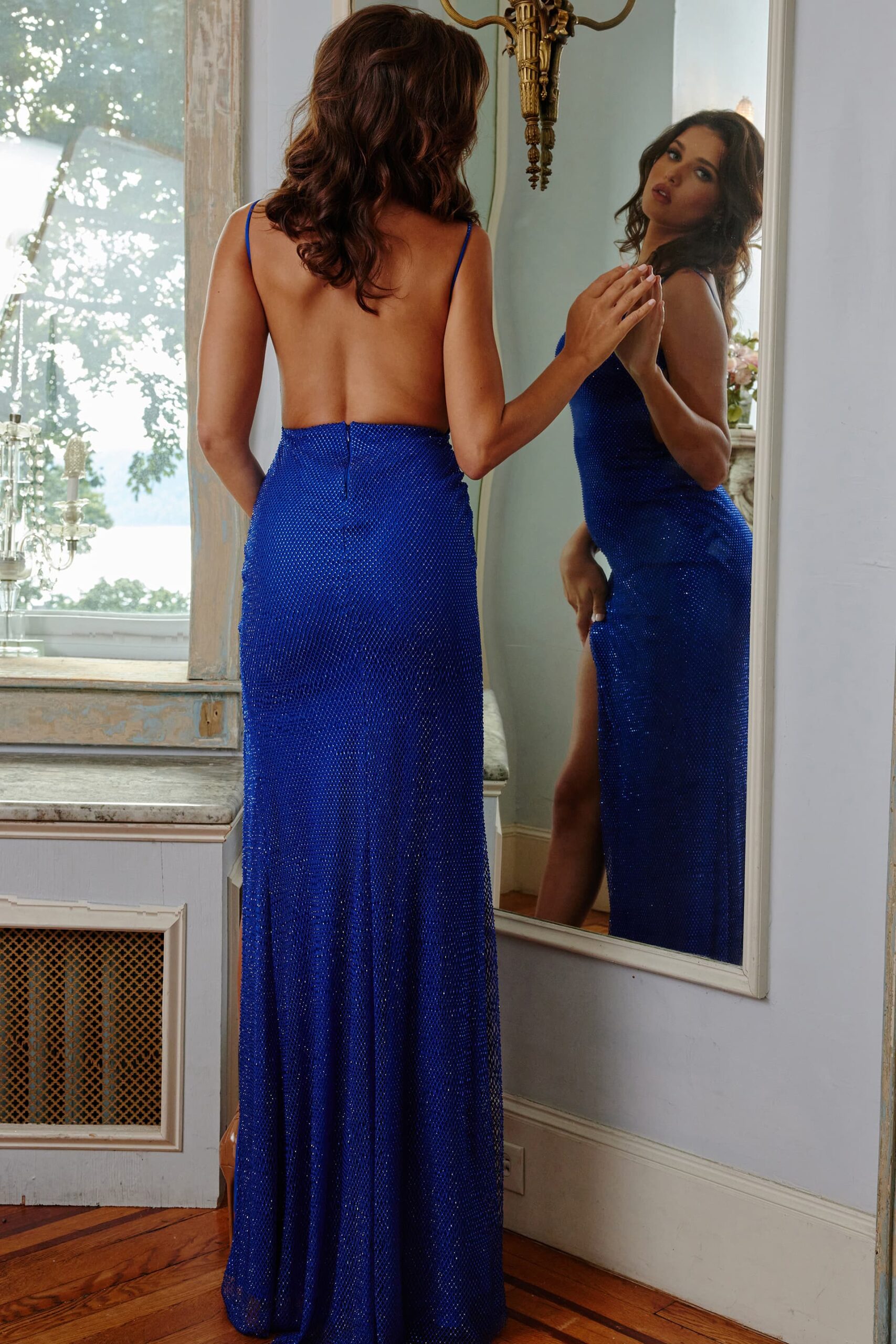 Jovani 08531 Blue sexy Embellished Net Prom Dress