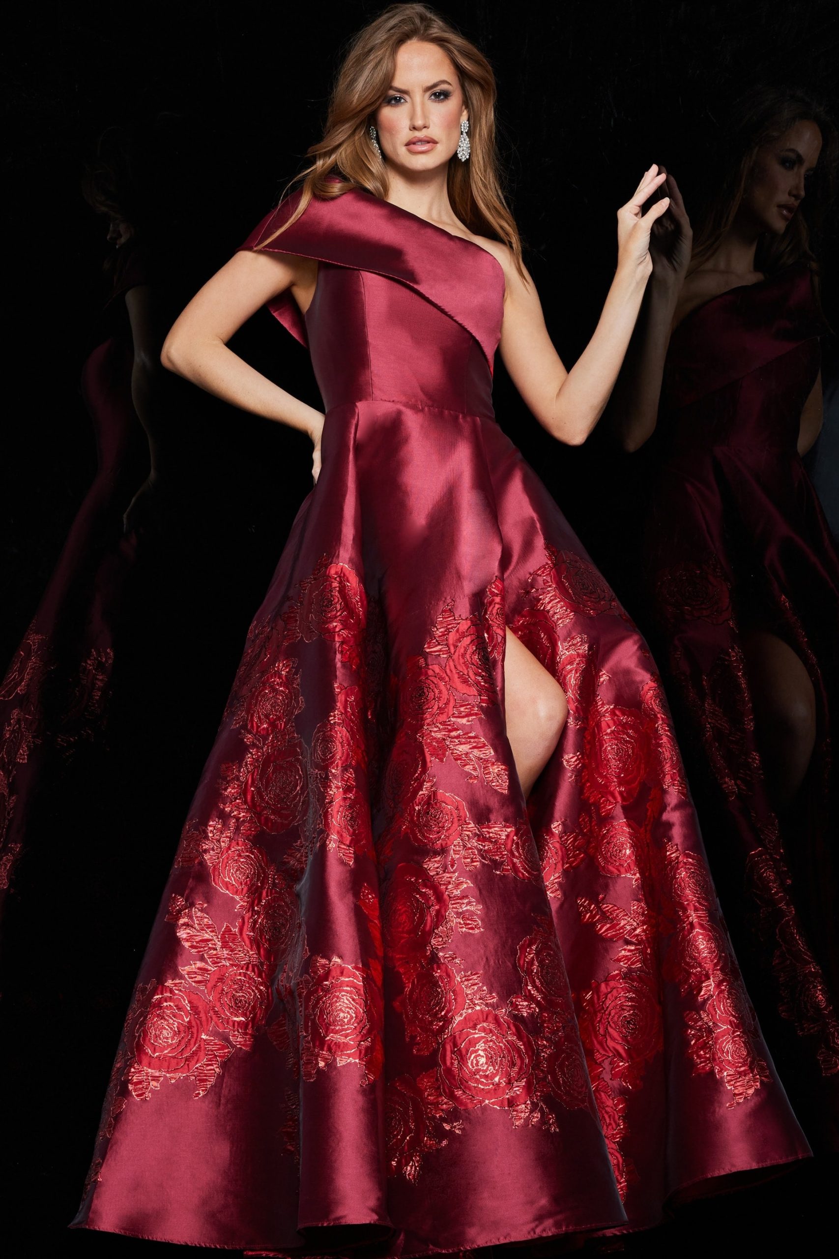 Red One Shoulder Ballgown 09610