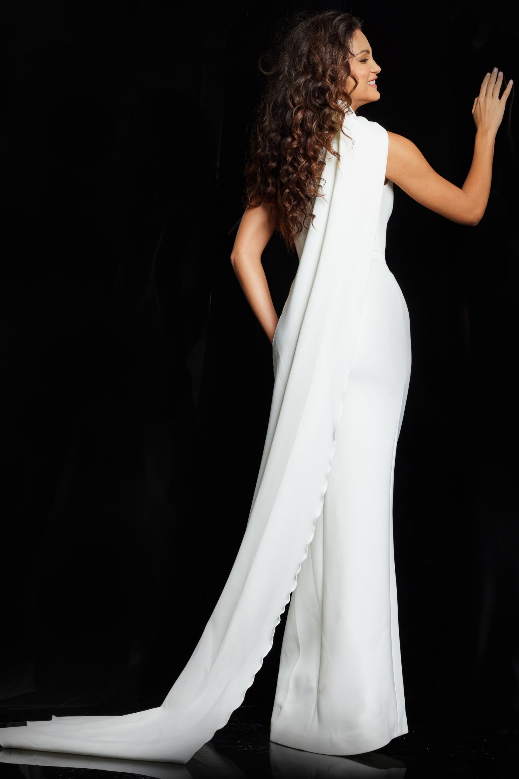 White High Neck Sleeveless Evening Gown 09709