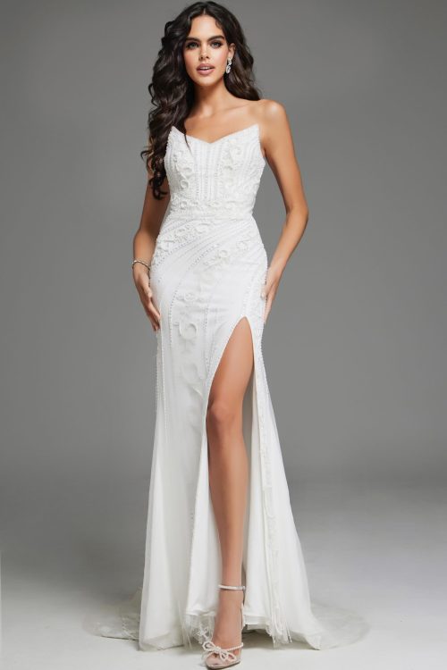 white strapless dress