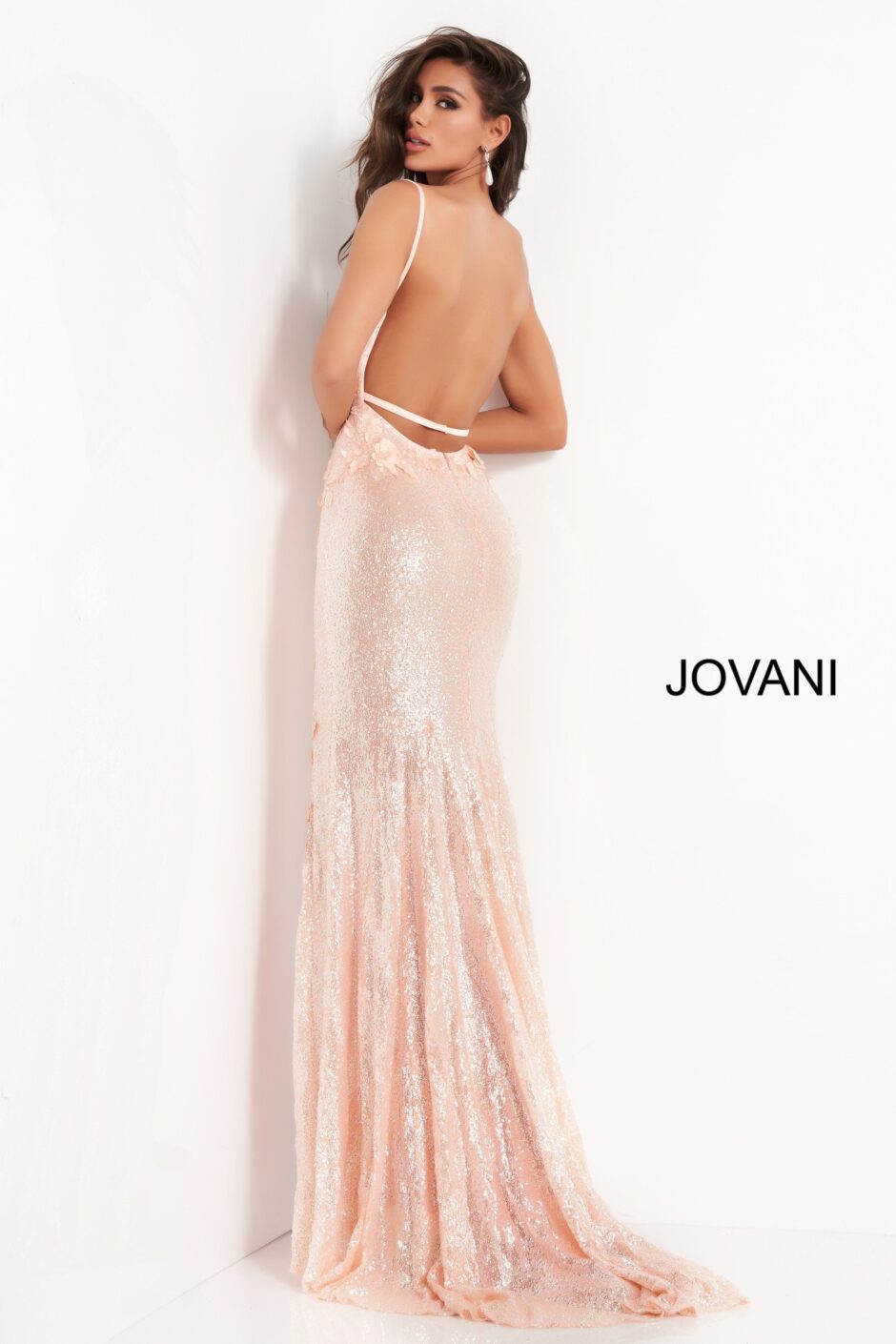 Jovani 1012 Floral Appliques Backless Dresses - Jovani