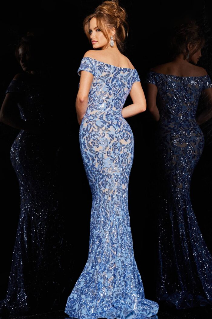Model wearing Off The Shoulder Mermaid Dress 1122