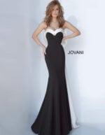 Elegant Jovani 12020 black gown with prominent mermaid design