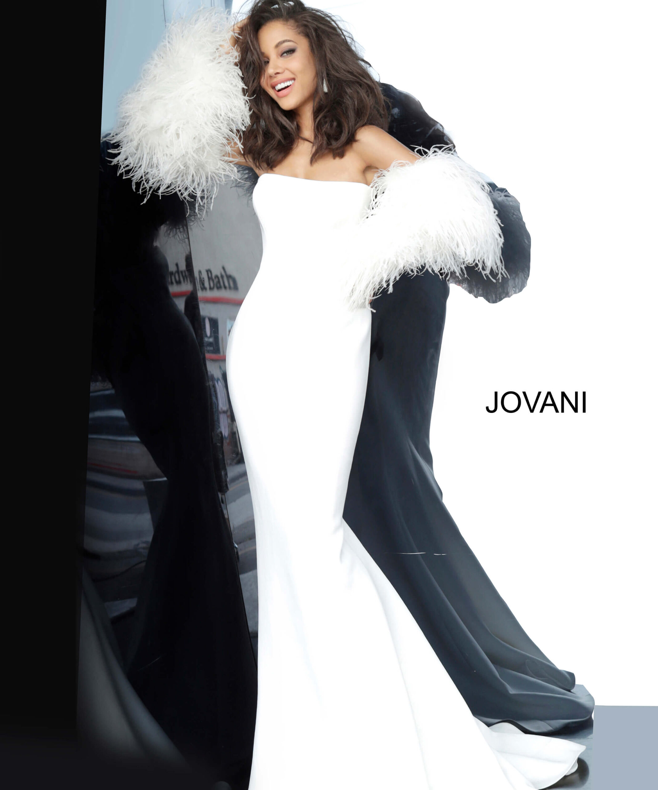 Jovani 1226 White Scuba Informal Bridal Gown