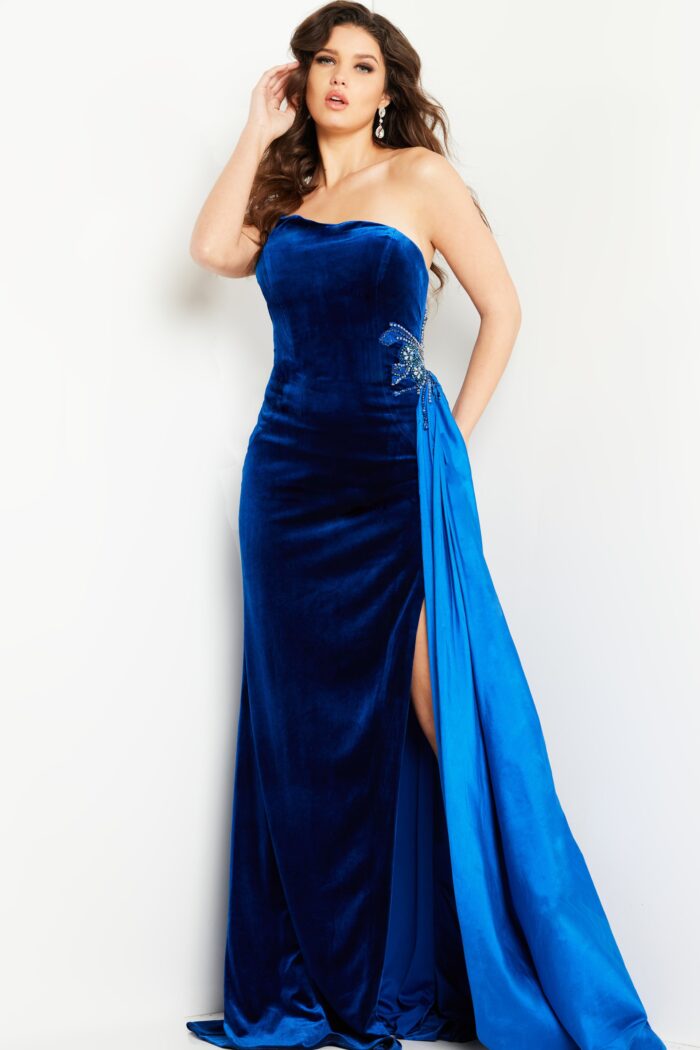 Model wearing Royal Velvet Formal Gown 23942