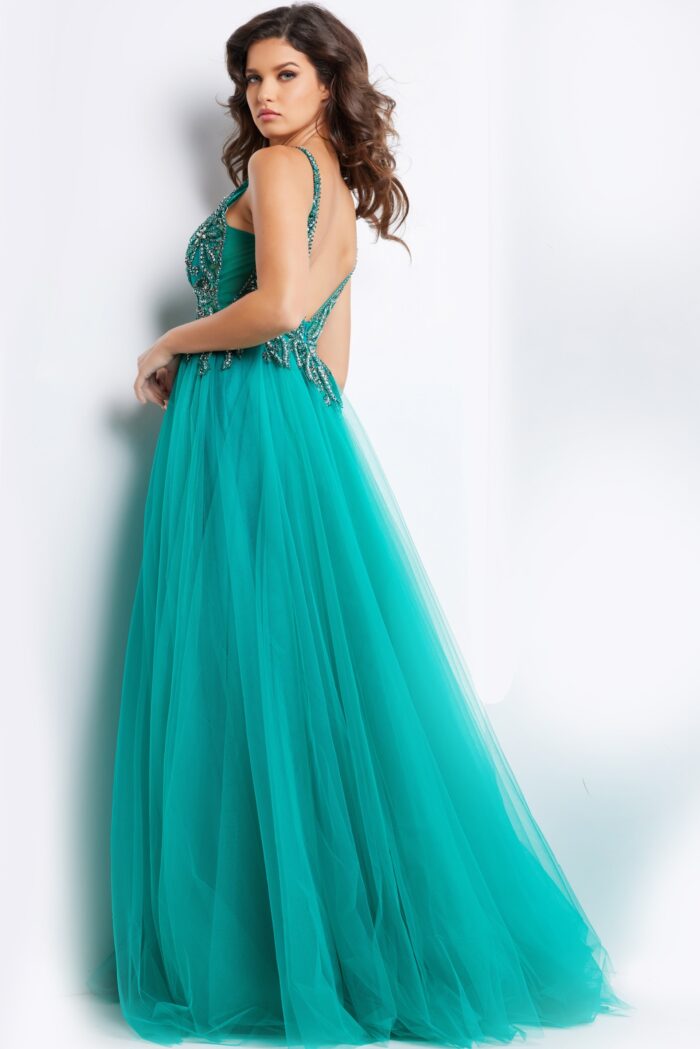 Emerald Embellished Bodice A line Gown 23962 - Jovani