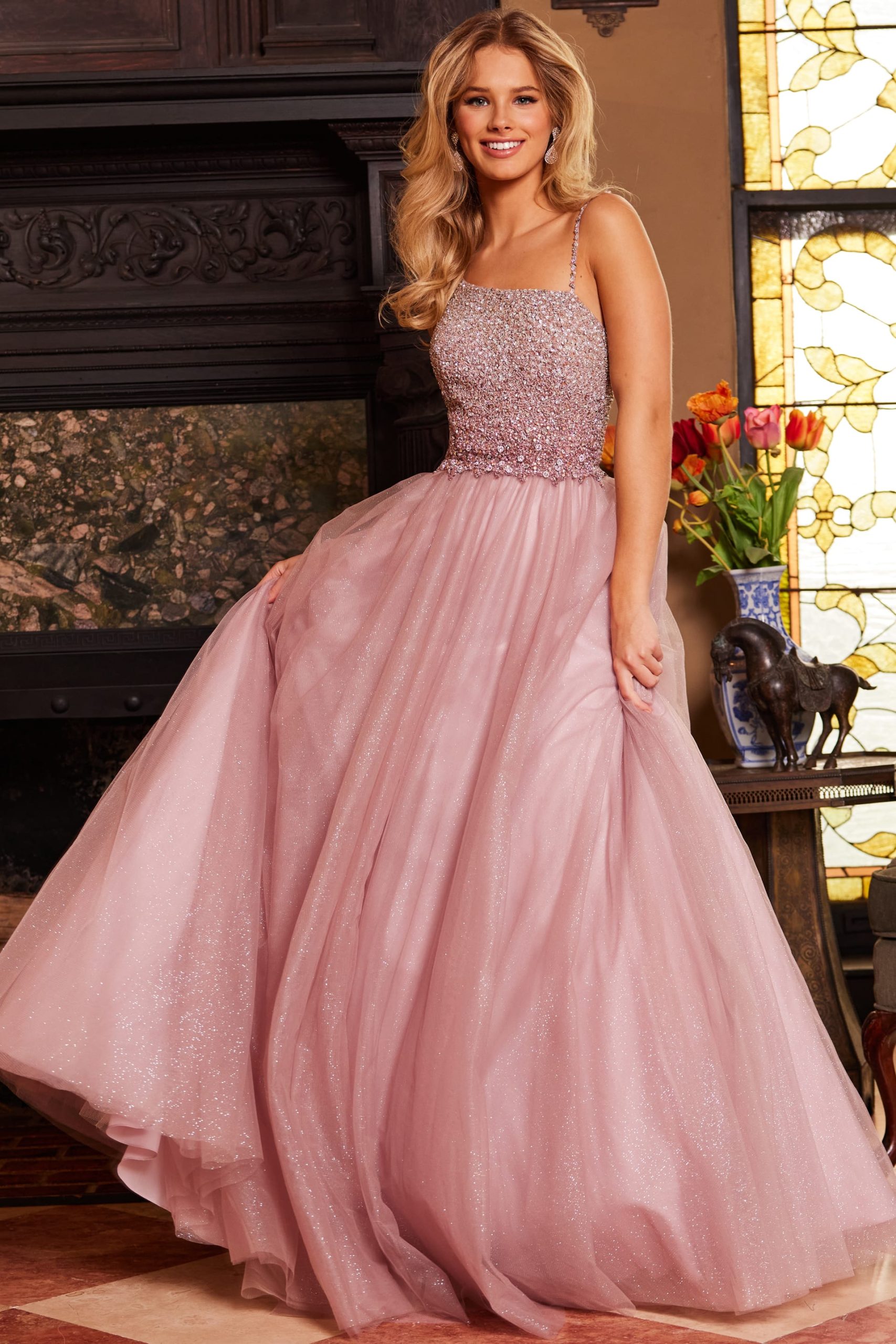 Jovani 24051 Ice Pink Embellished Bodice Ballgown