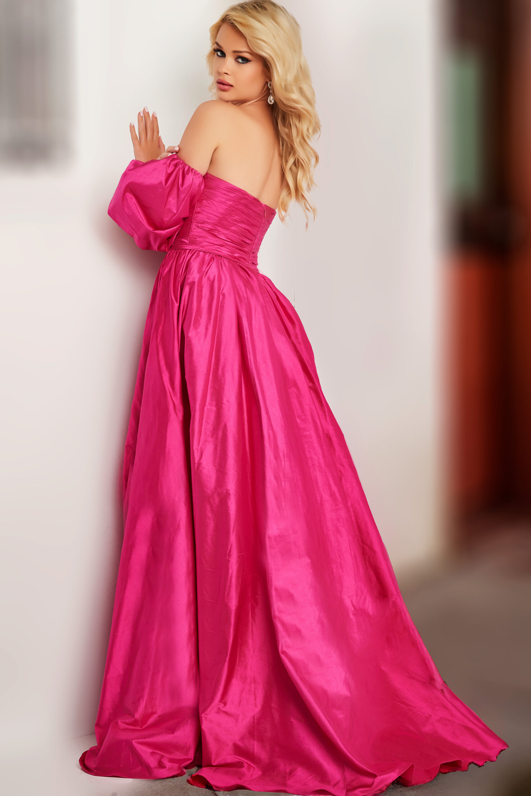 Fuchsia Strapless A Line Gown 24099