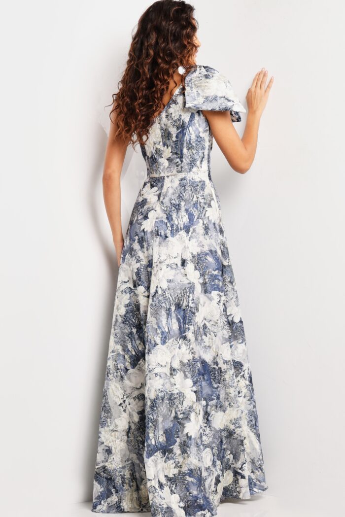 Model wearing Print One Shoulder A line Dress 25663