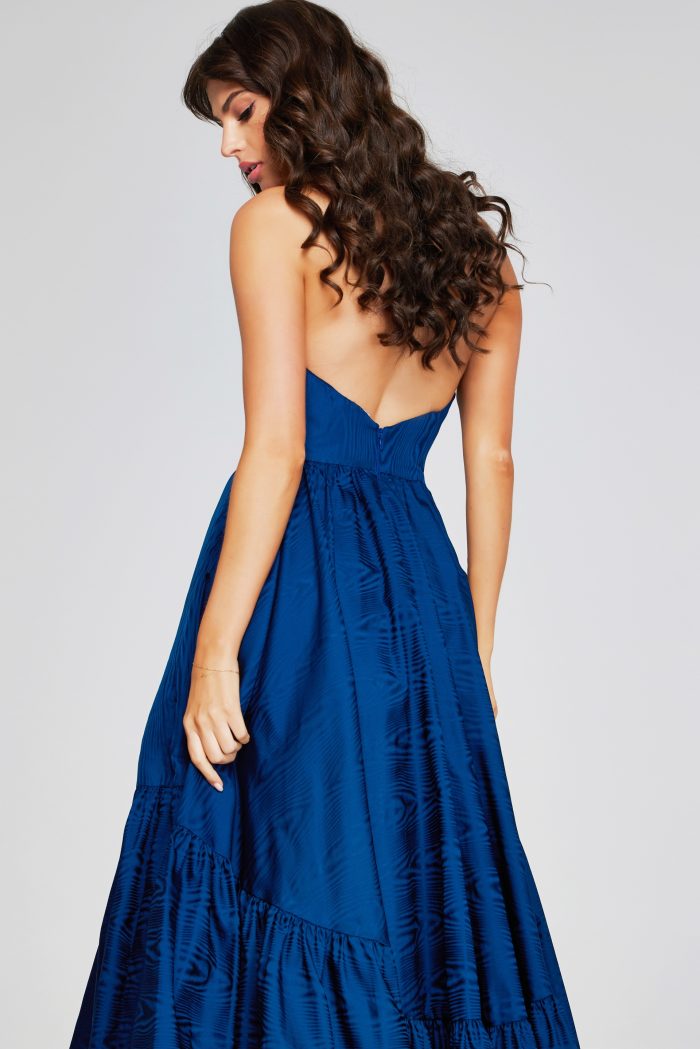 Blue Strapless Gown with Tiered Skirt 26152