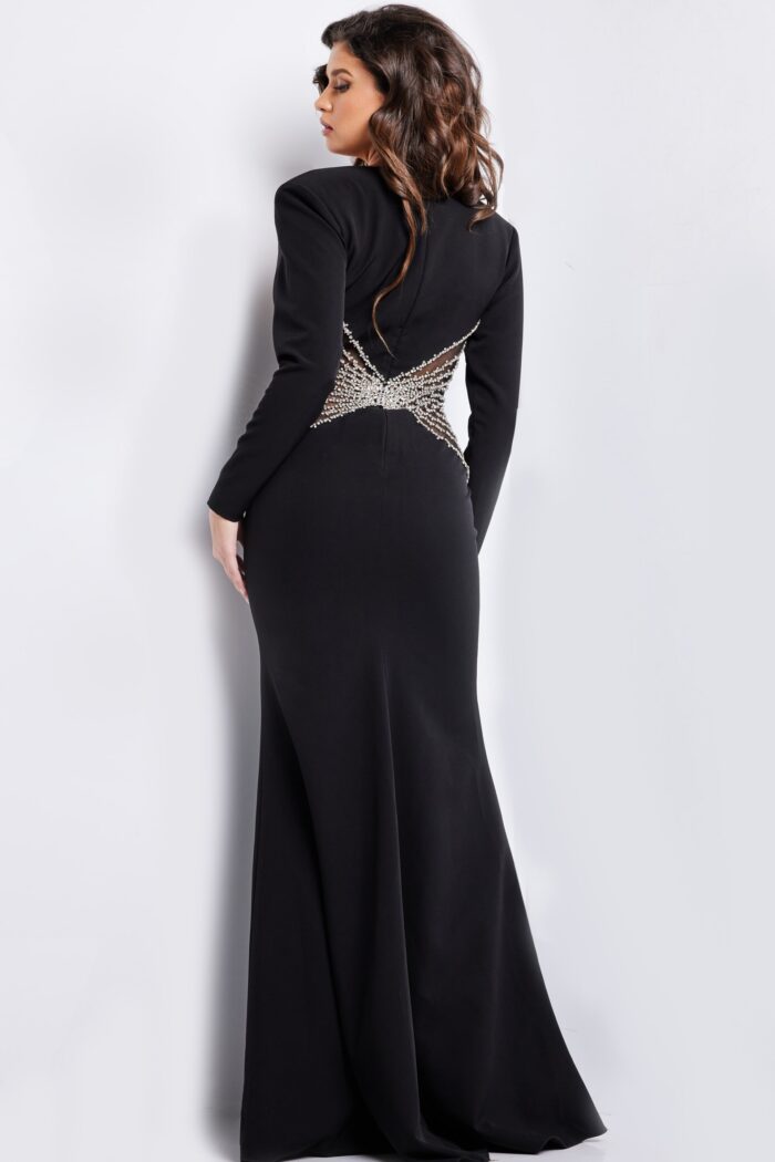 Model wearing Black Long Sleeves Fitted Dress 26317