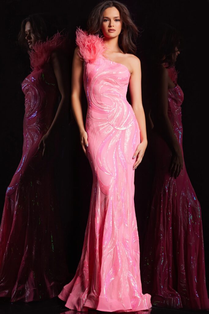 Pink Sequin Sheath Dress 32596