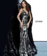 Model wearing Jovani 3263 Sequin Sheath Long Dress