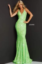 Model wearing Jovani 3263 Sequin Sheath Long Dress