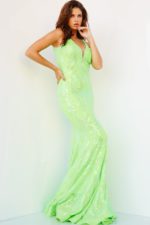 Model wearing Jovani 3263 Sequin Sheath Long Dress