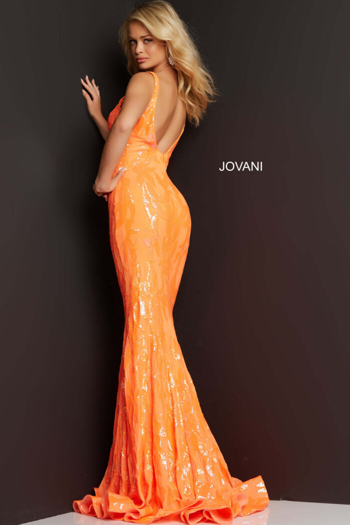 Model wearing Jovani 3263 Sequin Sheath Long Dress