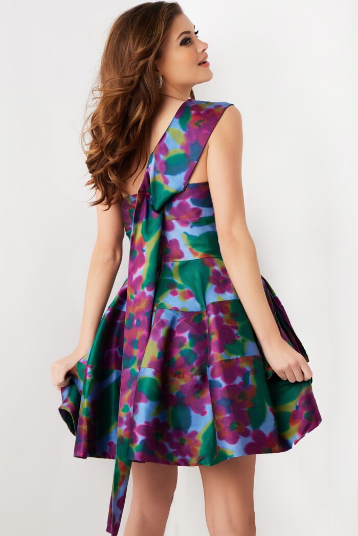 Model wearing Multi Fit and Flare Cut Out Dress 34408