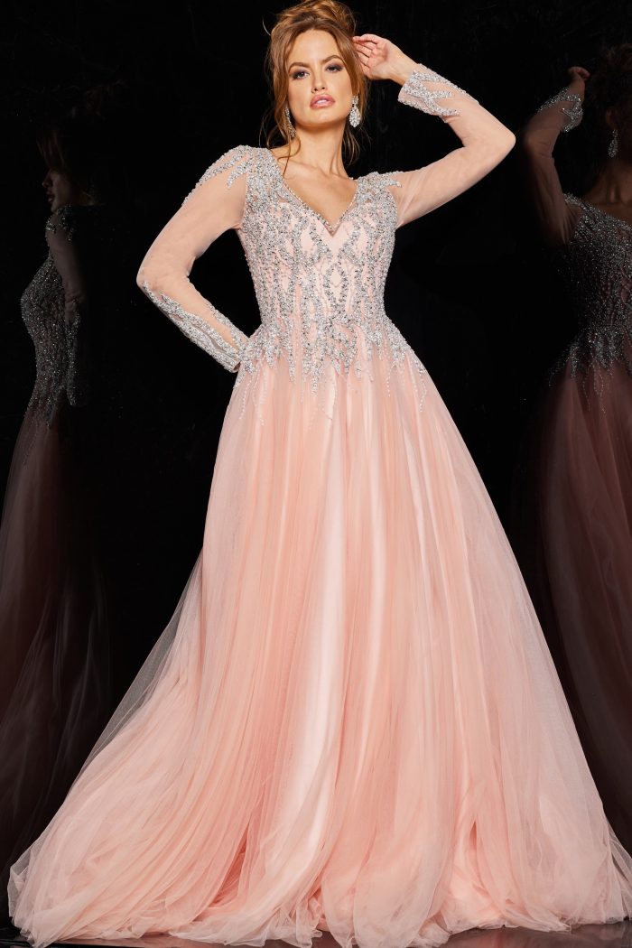 Crystal Embellished Blush Ballgown 36533