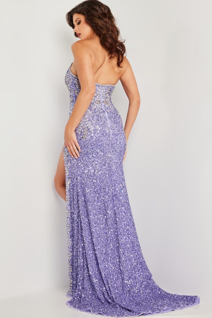 Model wearing Lilac Sequin Fitted Dress 36537