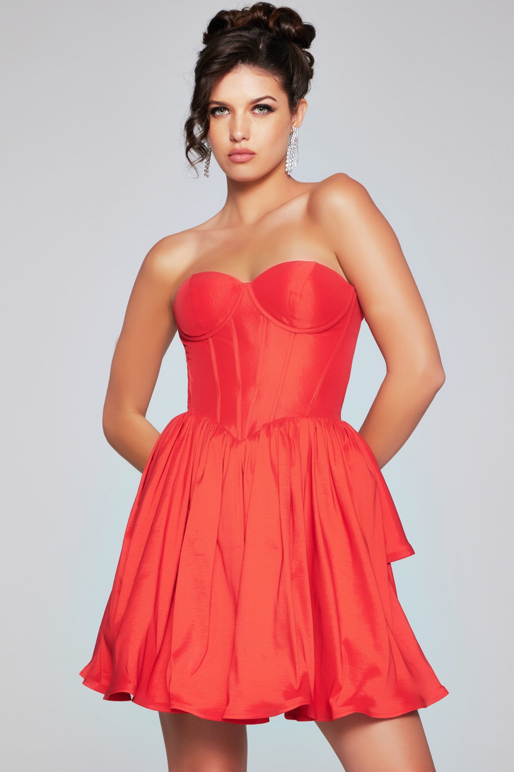 Strapless Red Fit and Flare Mini Dress 36620