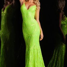 Neon Green Embellished Mermaid Dress 36656 Jovani