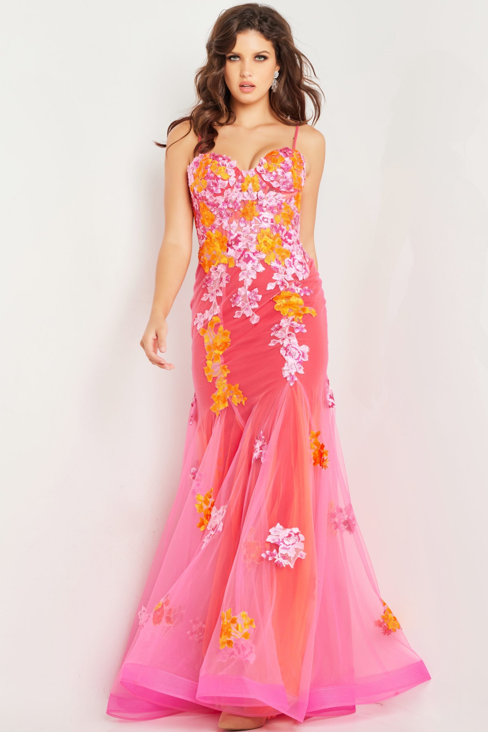 Pink Floral Mermaid Gown 36843