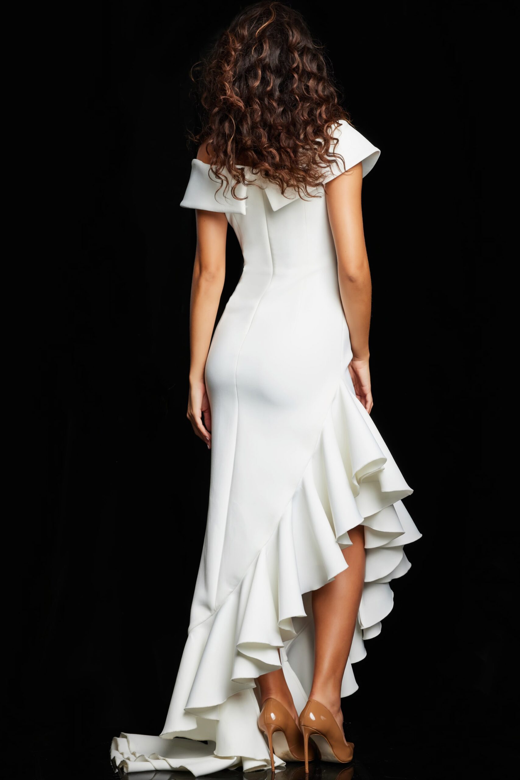 White Off the Shoulder Fitted Dress 36910