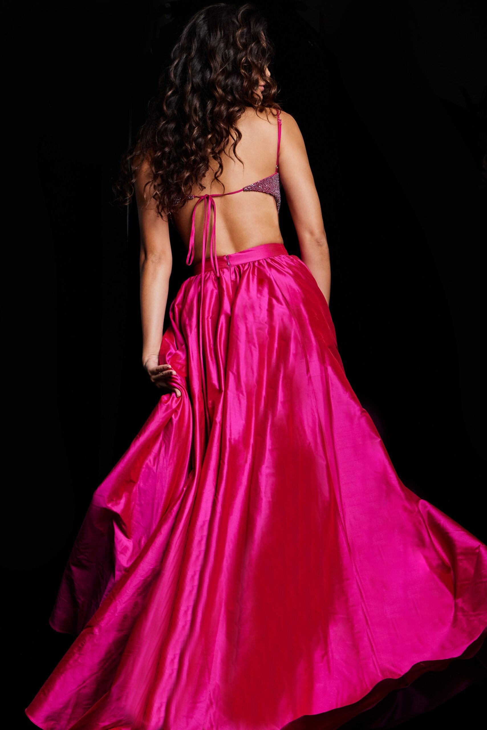 Fuchsia Two Piece A Line Gown 37045