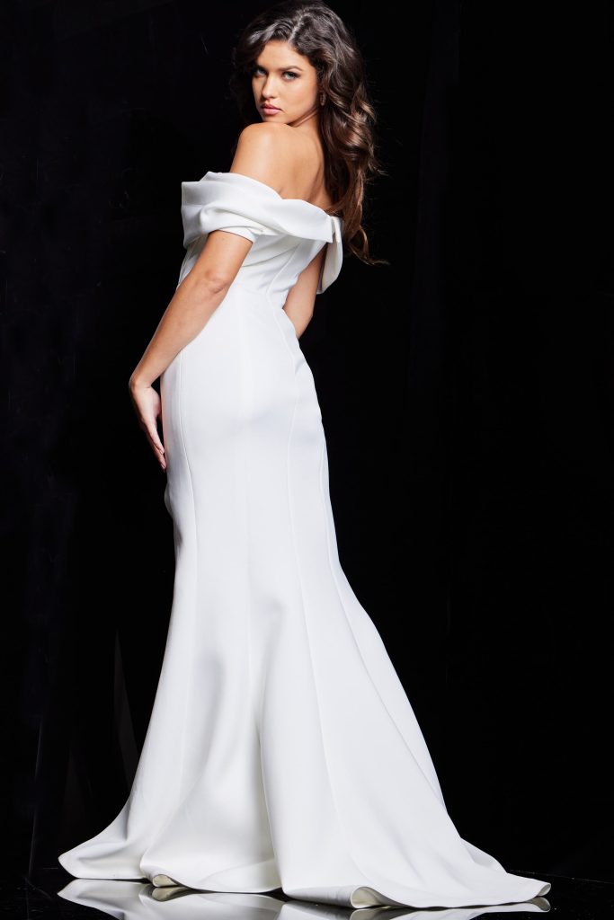 White High Slit Evening Dress 37148