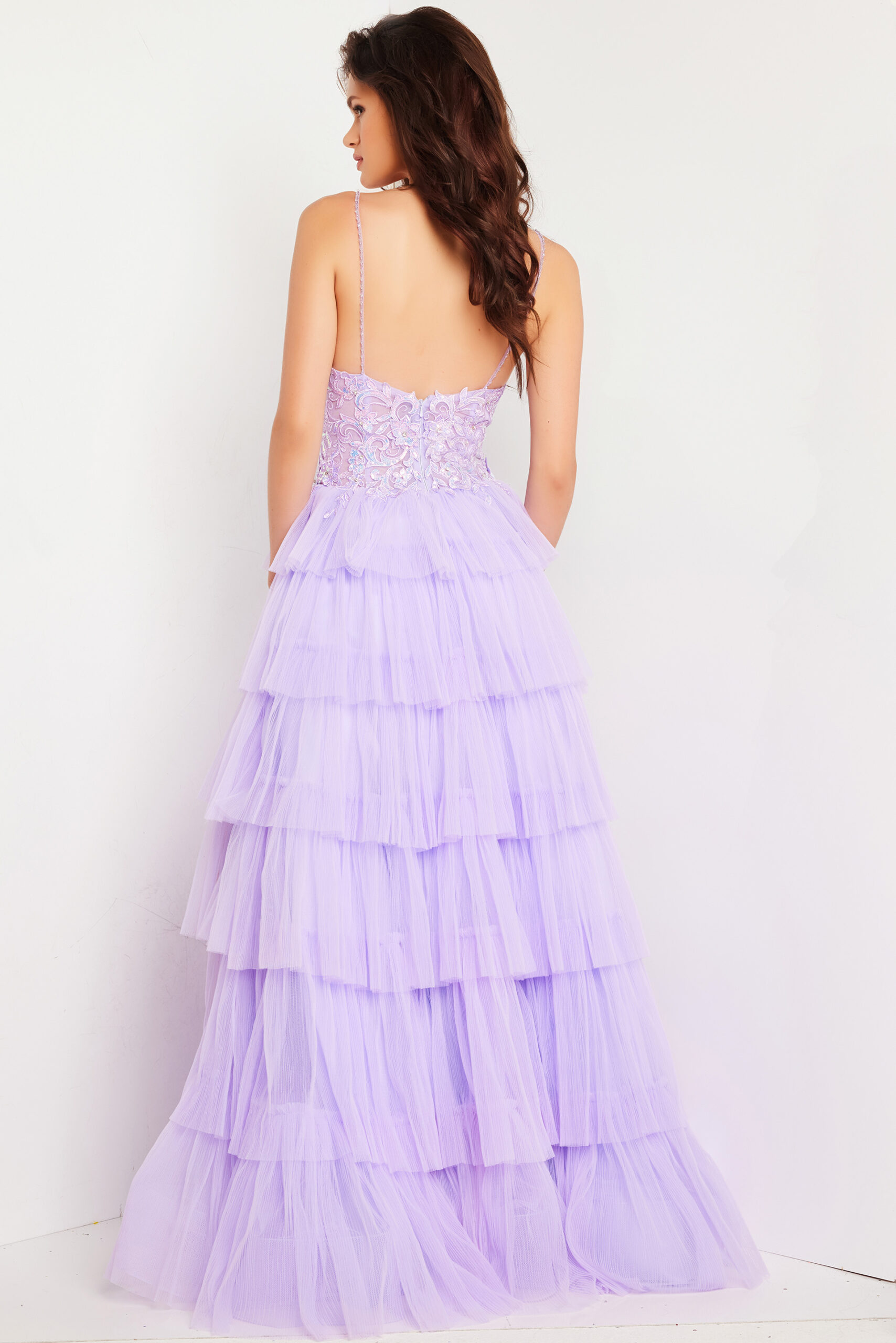 Lilac embroidered Bodice A Line Gown 37190