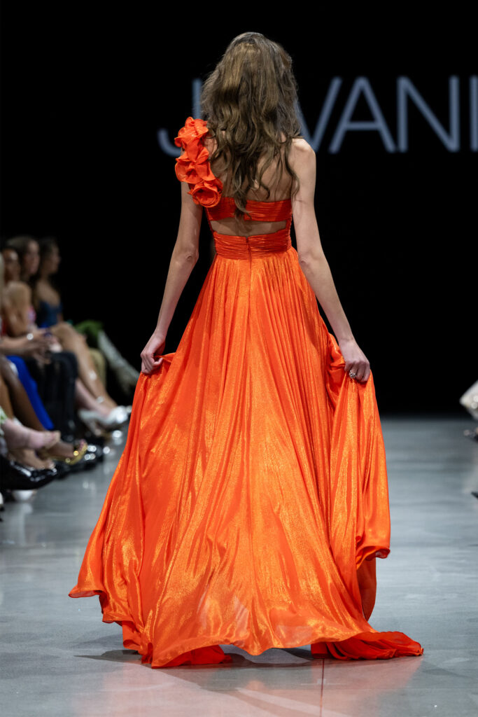 Jovani 37254 Orange Pleated Pageant Dress