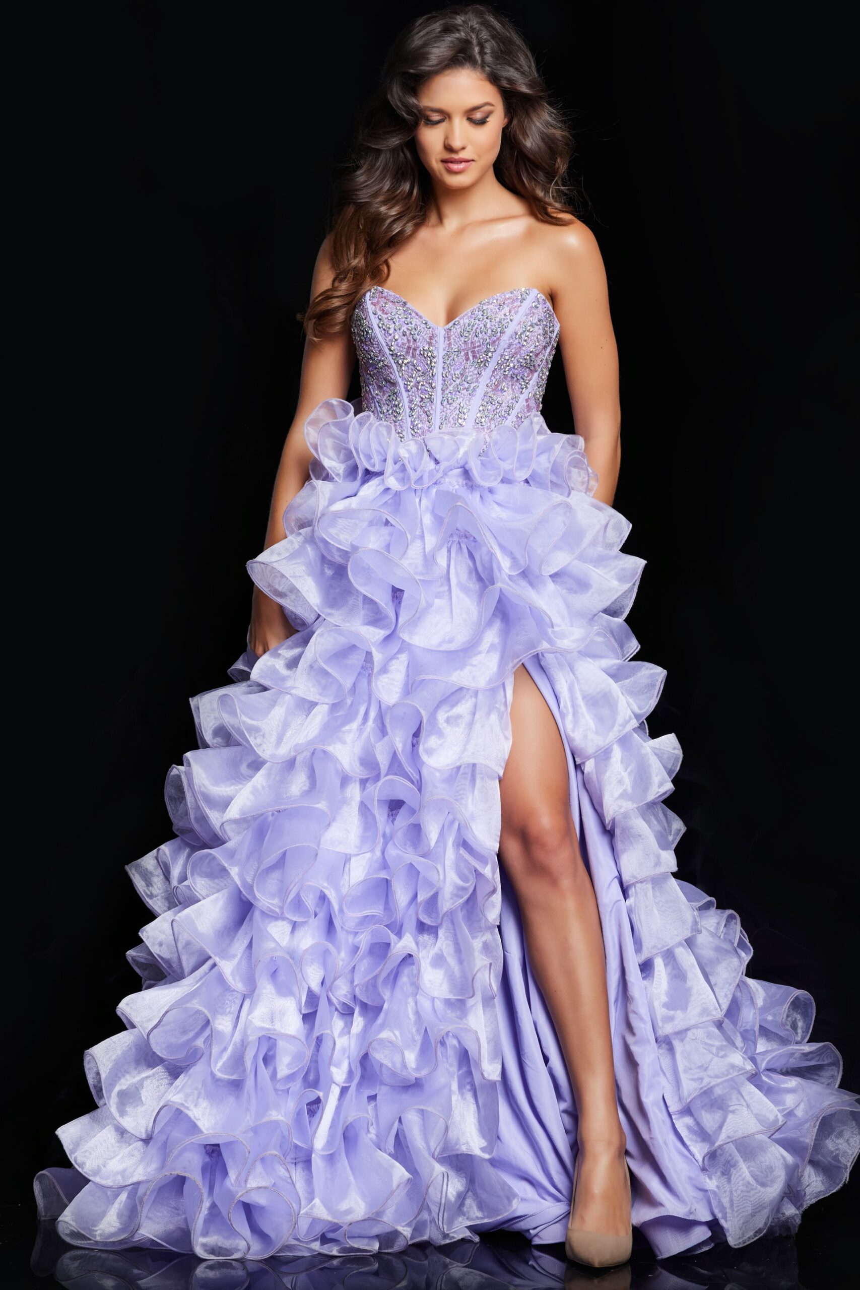 Corset Bodice Lilac Prom Dress 37322
