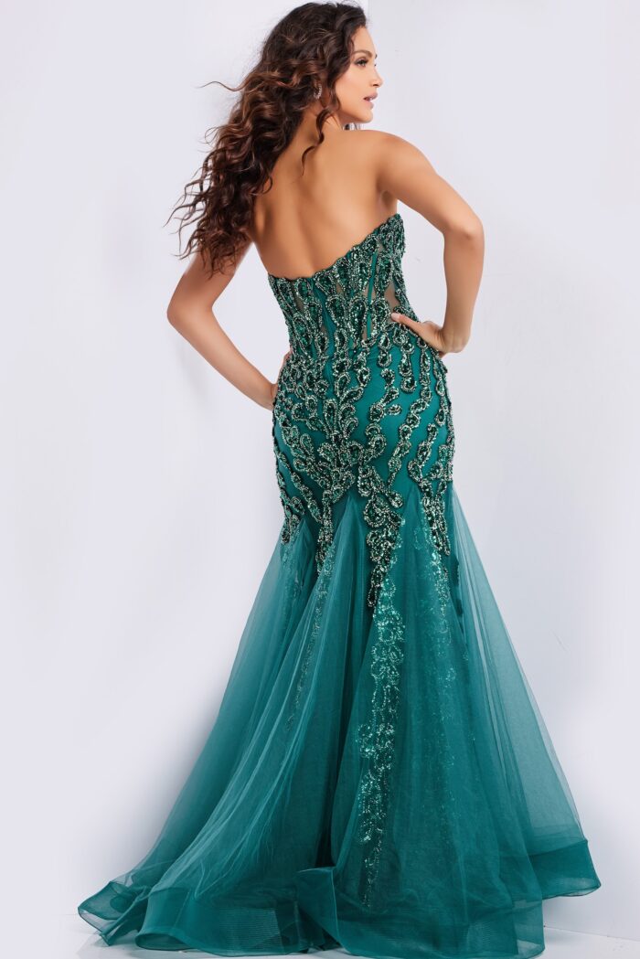 Model wearing Blush Sweetheart Neckline Embellished Dress 37412