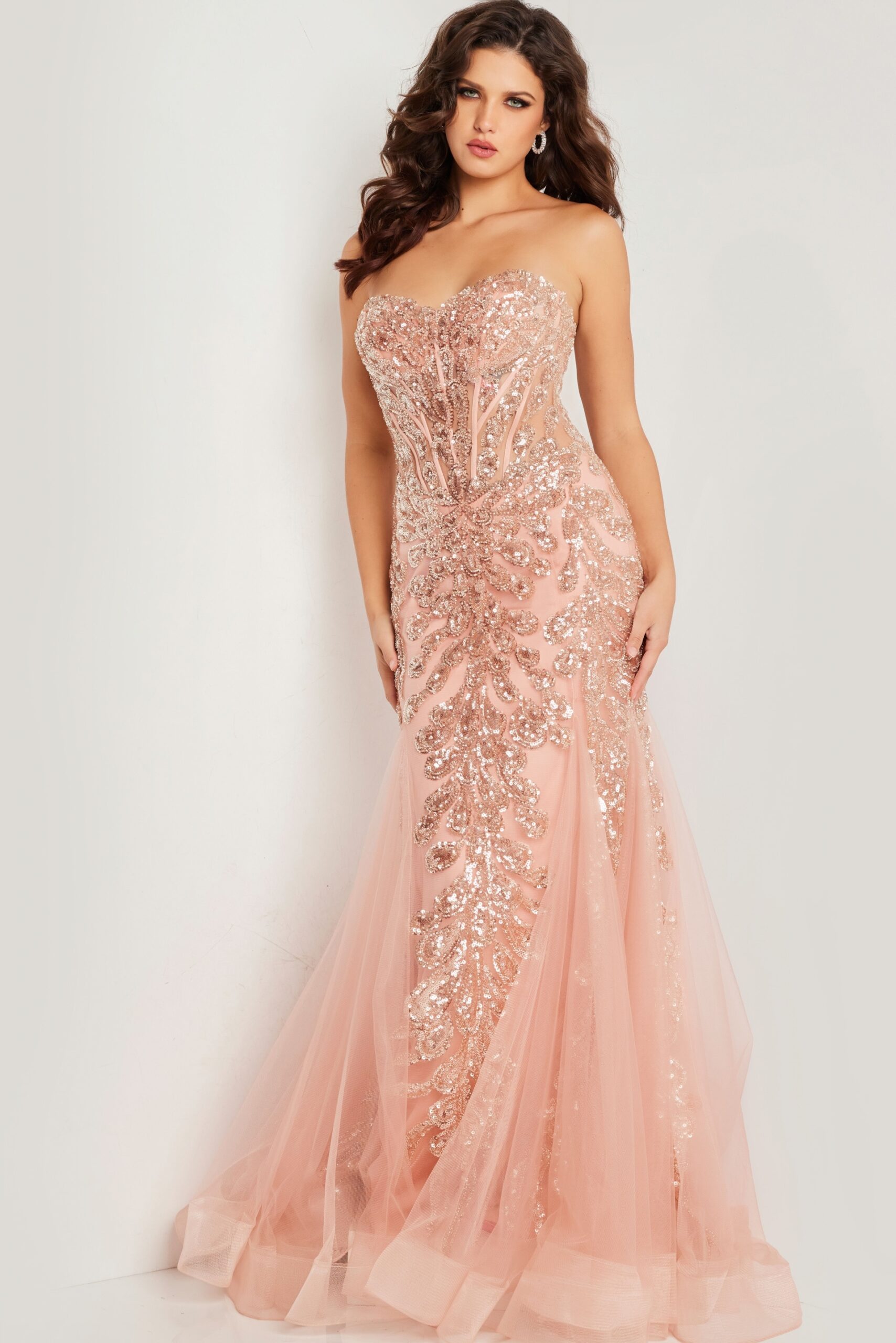 Blush Sweetheart Neckline Embellished Dress 37412