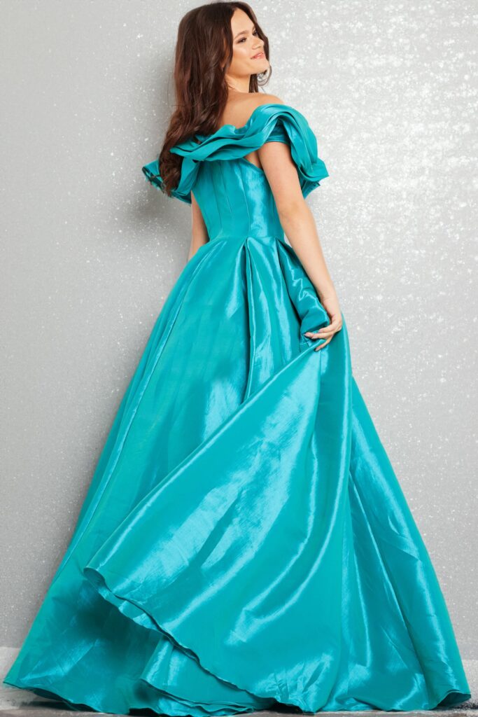 Off the Shoulder Blue Ballgown 37476