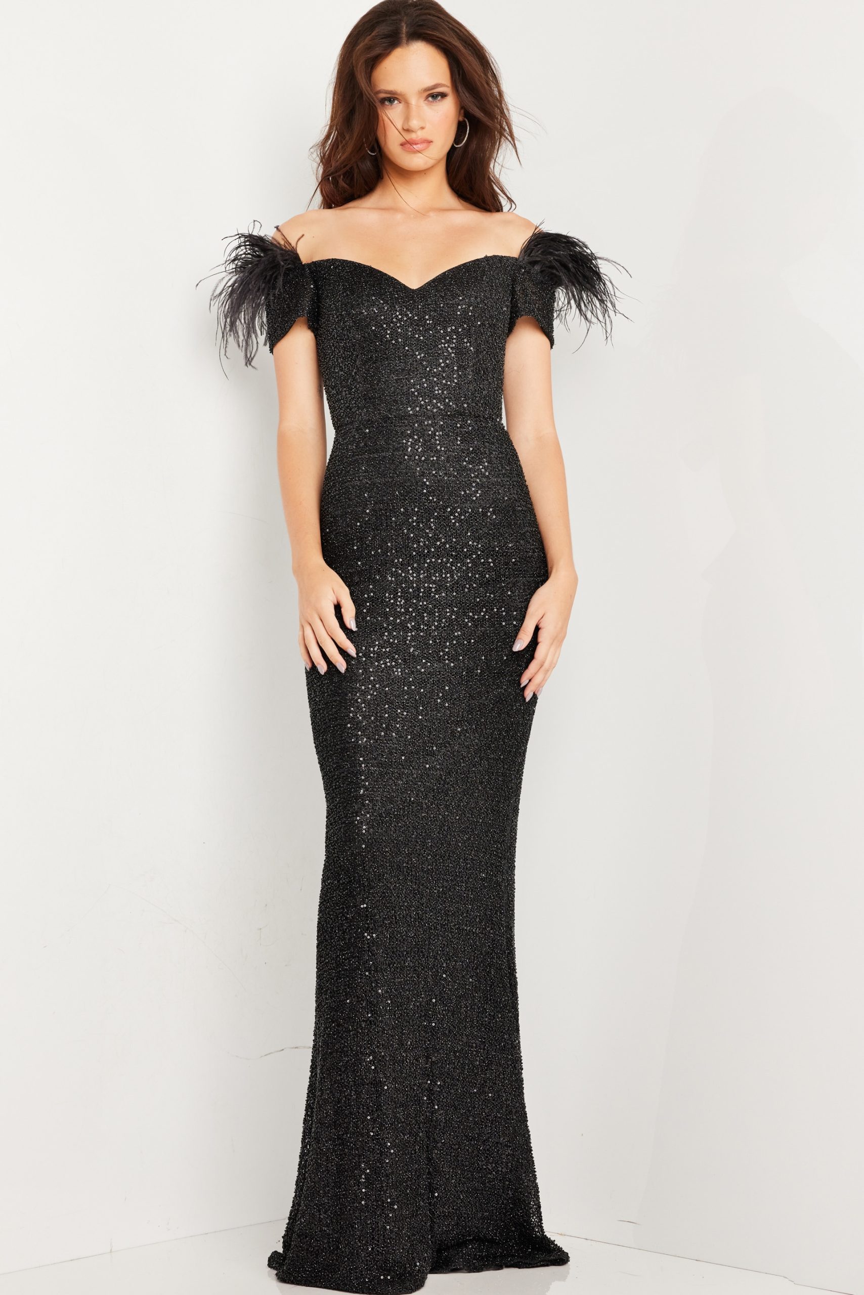 Black Sequin Sheath Prom Dress 37562