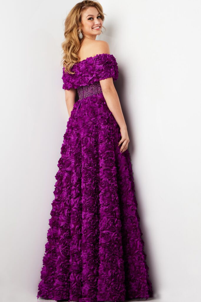 Purple 3D Embellished Bodice Formal Gown 38318