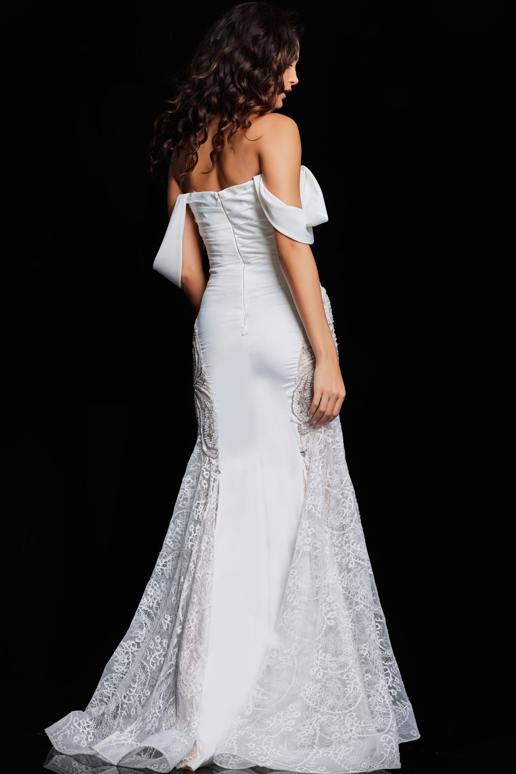 Ivory Off the Shoulder Embellished Dress 38501
